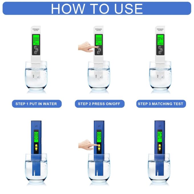 RUNBO pH Messgerät Wasser 4 in 1 - pH Wert Messgerät für pH/TDS/EC/Temperatur, Digital Wasserqualität Tester für Aquarium, Pools, Trinkwasser, Schwimmbad – Bild 7