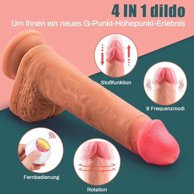 Klassische Dildos mit APP für Frauen Leise Schnelle Schub 8 Teleskop und Vibration, 22cm Vibrator Groß Anal Dildos XXL Penis G-Punkt Vibratoren mit Saugnapf Sexspielzeug Eichel 360° Rotierender – Bild 3