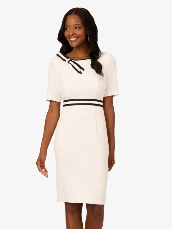 Adrianna Papell Women's Crepe Ribbon Short Dress – Bild 2