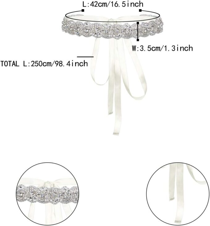 EVER FAITH Braut Gürtel Hochzeit Kristall Schärpe für Brautjungfernkleider Brautkleid Ballkleid Abendkleider – Bild 4