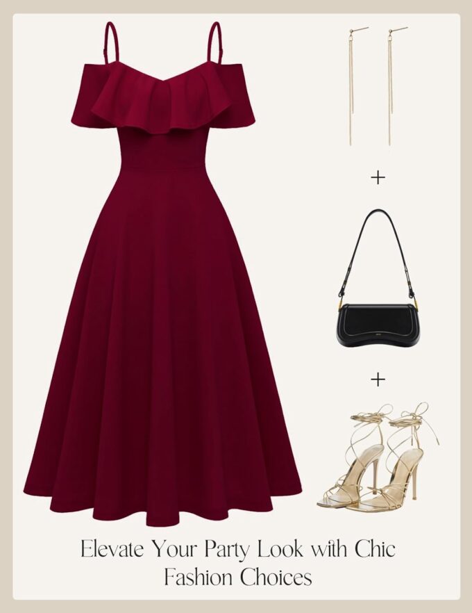 Bbonlinedress Womens Off Shoulder Summer Wedding Guest Dress Formal Cocktail Prom Graduation Homecoming A-line Midi Dress – Bild 3