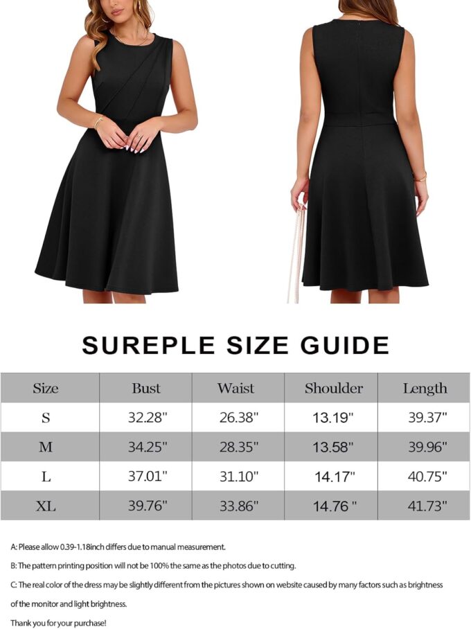 Sureple Sommer-Cocktailkleid für Damen, ärmellos, lässig, enganliegend, für Strand, Swing, A-Linie, Sommerkleid – Bild 7