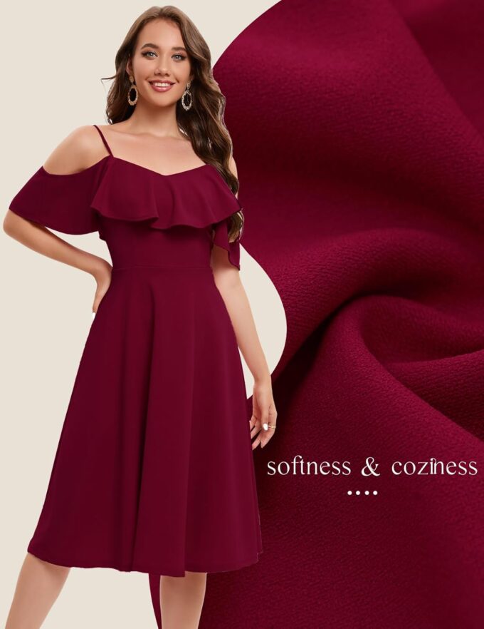 Bbonlinedress Womens Off Shoulder Summer Wedding Guest Dress Formal Cocktail Prom Graduation Homecoming A-line Midi Dress – Bild 5