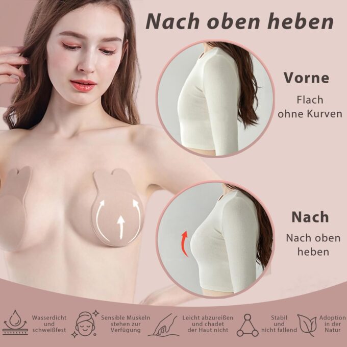 Lnmyic Klebe BH Push up Klebe-BHS Rückenfrei Trägerloser BH Kommen Wiederverwendbare Unsichtbar Silikon Haut Freundlich Selbstklebend,für Brautkleid Damen Rückenfreie Kleider – Bild 2