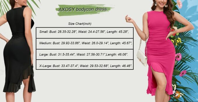 Women's Midi Bodycon Dress Summer Sleeveless Ruffle Mermaid Dress Cocktail Party Tank Dresses for Wedding Guest – Bild 3