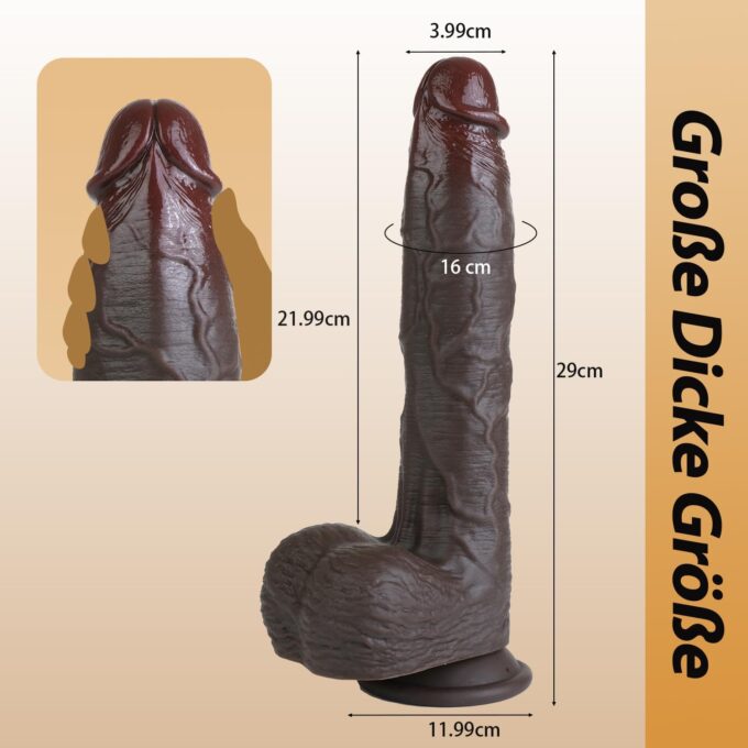 Feelip 29 cm Realistischer Black Dildo Anal, Silikon Dildos mit Starkem Saugnapf Sex Spielzeug für Die Frau Penis Analdildo, Männer XXL Dildo Groß Sex Toy Diloschwanz für Frauen Sex Spielzeug – Bild 5