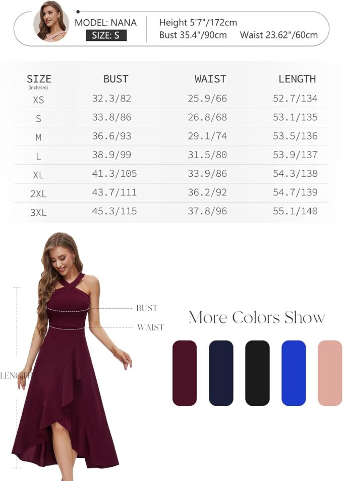 Bbonlinedress Abendkleider elegant für Hochzeit festliches Kleid Damen Neckholder Cocktailkleid Maxilang Partykleid – Bild 6