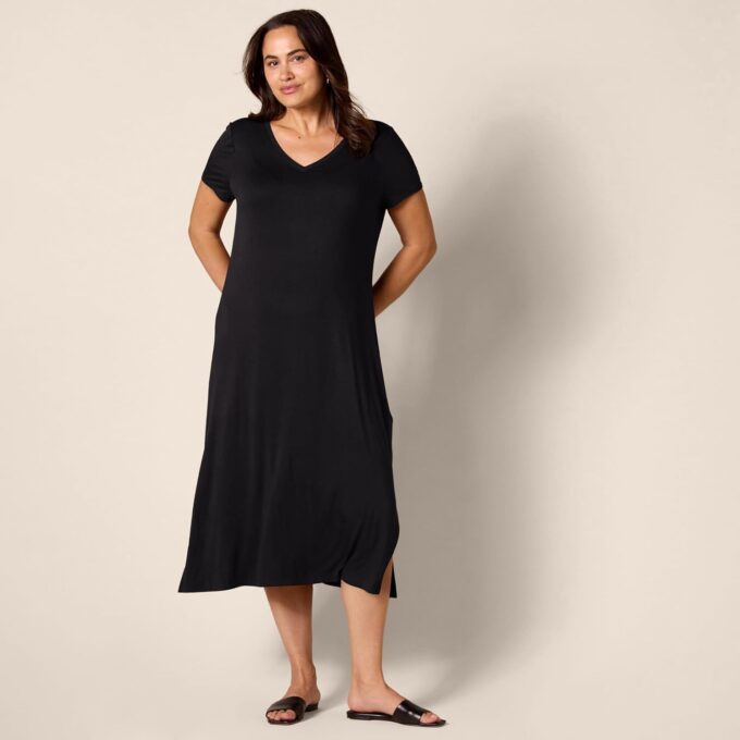Amazon Essentials Women's Jersey V-Neck Short Sleeve Midi Length Dress – Bild 6