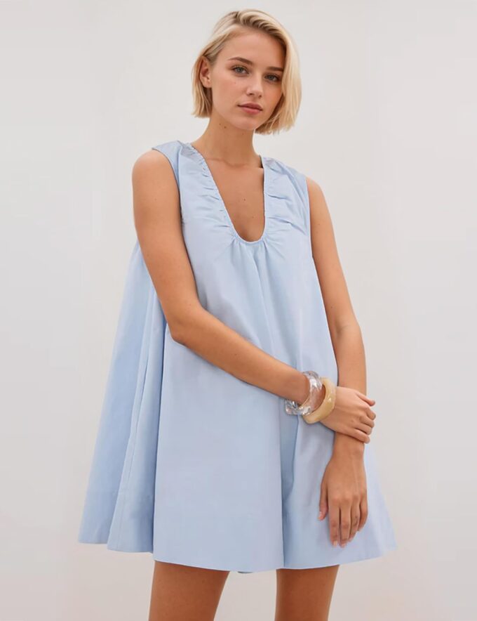 MISSACTIVER Women's Sleeveless Babydoll Tank Mini Dress Scoop Neck Ruched Short Dress with Side Pockets Summer Party Dresses – Bild 2