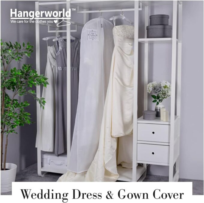 Atmungsaktiver Kleidersack für Hochzeitskleider - Weiß - 183 cm - Hangerworld – Bild 4