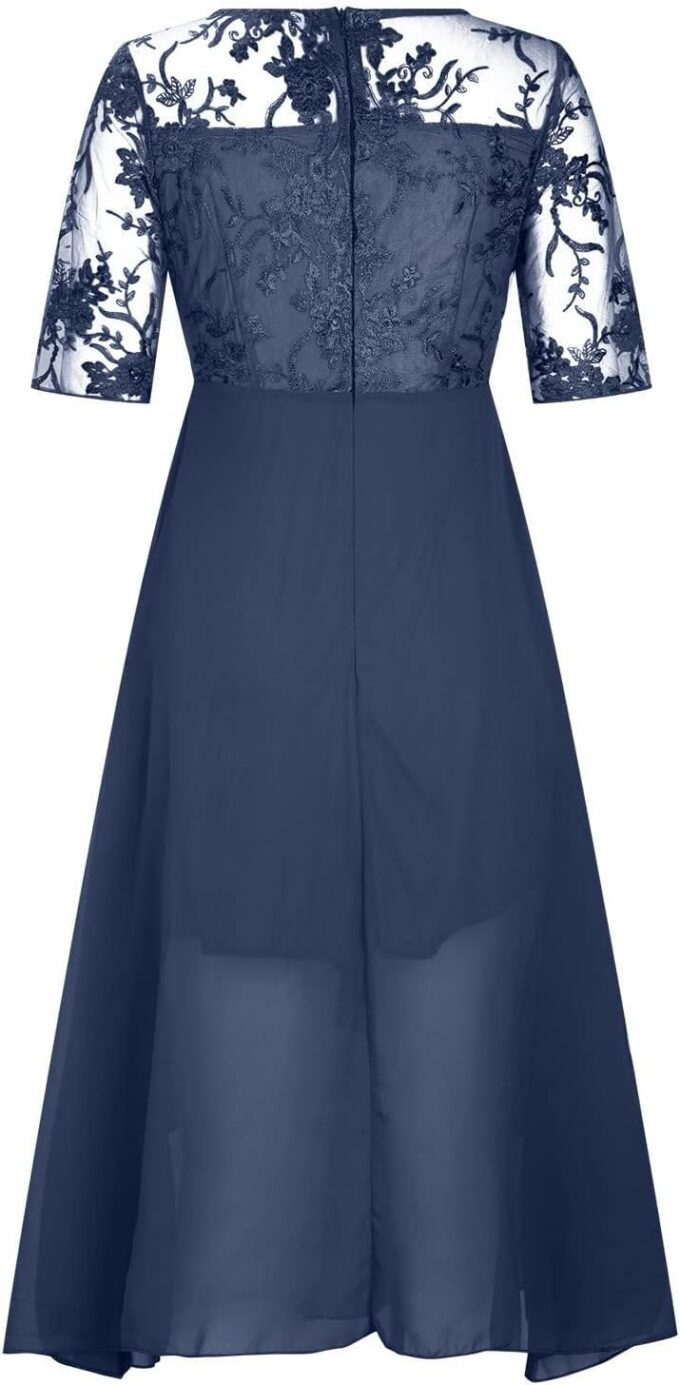 Festliche Kleider Für Hochzeit,Abendkleid Damen Chiffon Asymmetrisch Ballkleid Elegant Spitze Chiffonkleid Frauen Elegante Abschlusskleider Schick Brautkleider Abschlussball Kleider – Bild 5