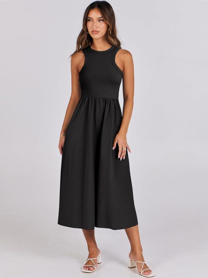ANRABESS Womens 2025 Summer Casual Maxi Dress A line Tiered Flowy Short Sleeve Crewneck T Shirt Beach Travel Long Dresses – Bild 8