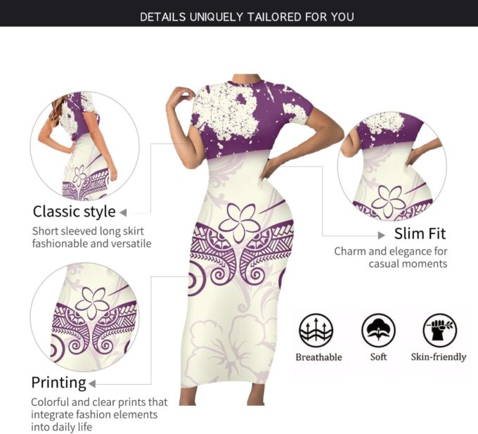 Hdjxbdhsv Kurzärmeliges Damenkleid mit Jamaika-Flagge, figurbetontes Midi-Kleid, lässig, Rundhalsausschnitt, langes Kleid, Übergröße – Bild 7