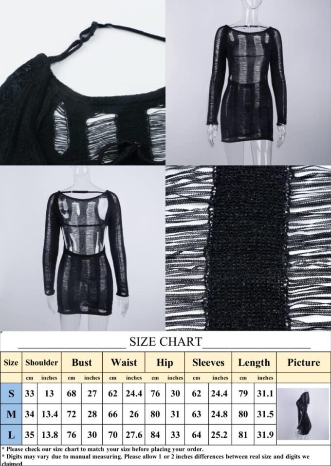 Long Sleeve Dress for Women Sexy Y2k Dress Bodycon Dresses for Women Sexy Dresses for Women – Bild 3