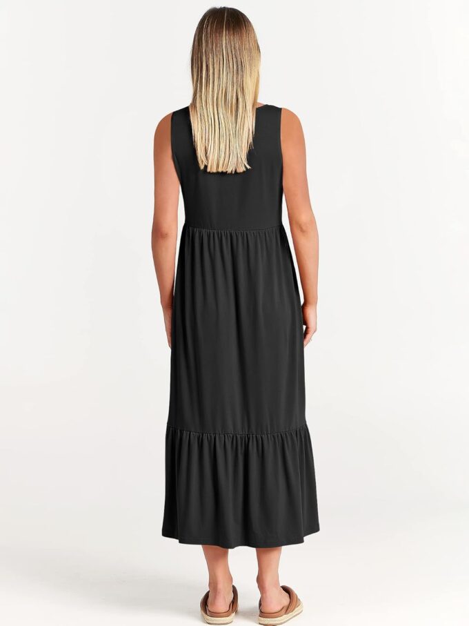 ANRABESS Women Summer Casual Sleeveless Crewneck Sundress Aline Flowy Tiered Maxi Long Beach Dress Vacation Outfits – Bild 4