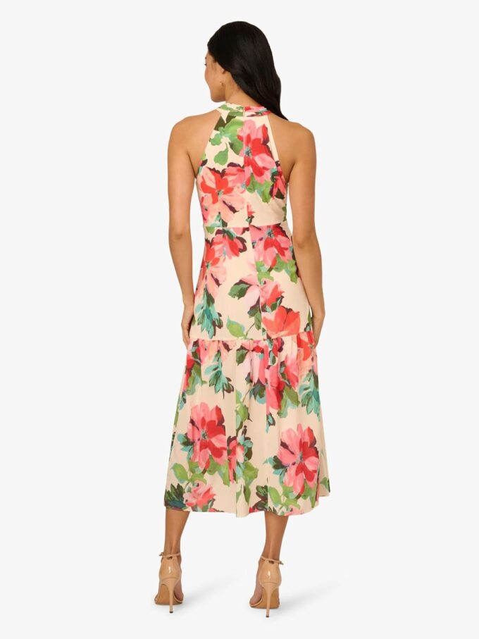 Adrianna Papell Women's Halter Flounce Midi Dress – Bild 4