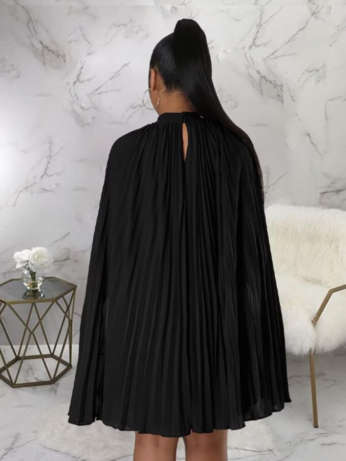 Women’s Casual Cape Sleeve Pleated Split Short Dress Loose Fit Cocktail Party Flowy Dress – Bild 5