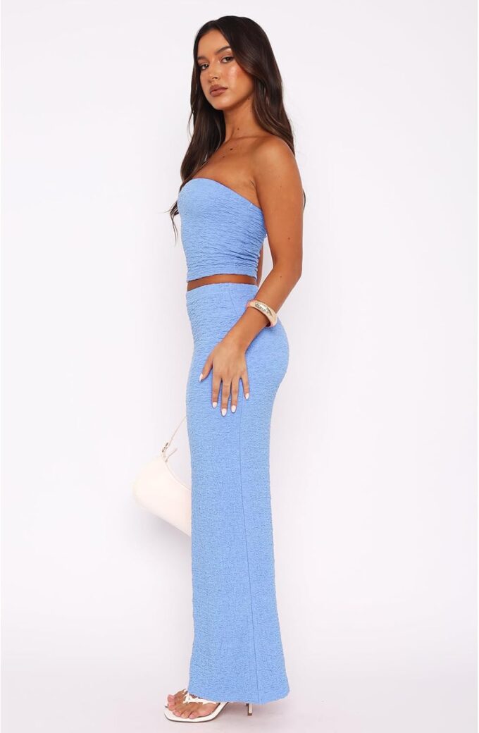 Two Piece Skirt Outfits for Women Sleeveless Tube Tops Bodycon Sexy Maxi Dress 2 Piece Summer Y2K Vacation Set – Bild 5