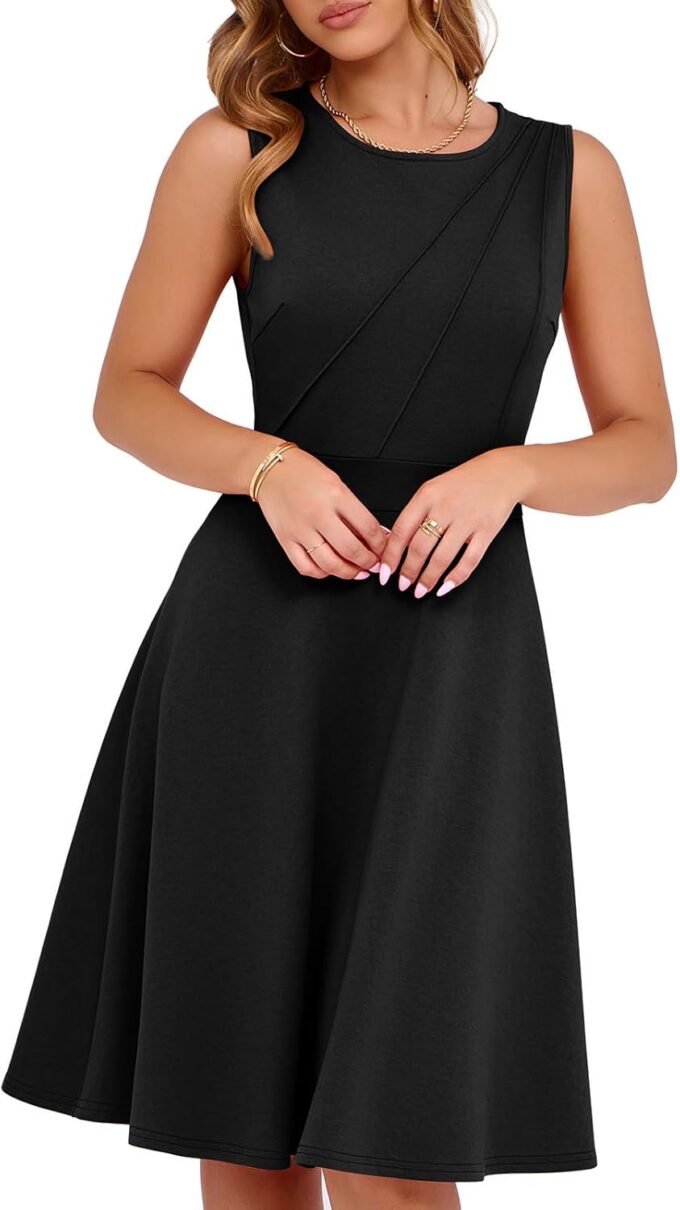 Sureple Sommer-Cocktailkleid für Damen, ärmellos, lässig, enganliegend, für Strand, Swing, A-Linie, Sommerkleid