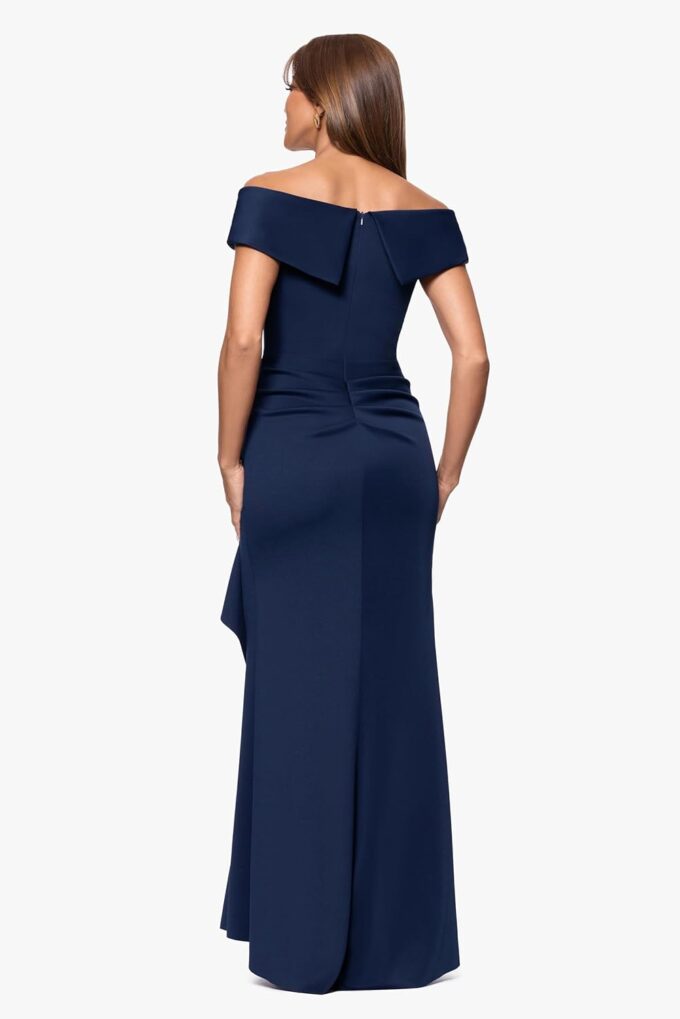 Xscape Women's Long Off Shoulder Sweetheart Neck Side Ruffle Gown (Reg and Petite) – Bild 3