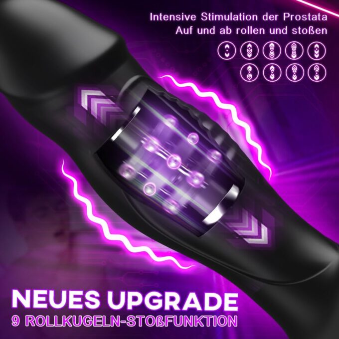 Analvibratoren für Mann Prostata Stimulation Männer mit Penisring 9 Schwungmodi & Rollkugeln-Stoßfunktion 9 Vibrationen Analplug für männer Sex Spielzeug für die Männer Anal Vibrator Anal dildo – Bild 3