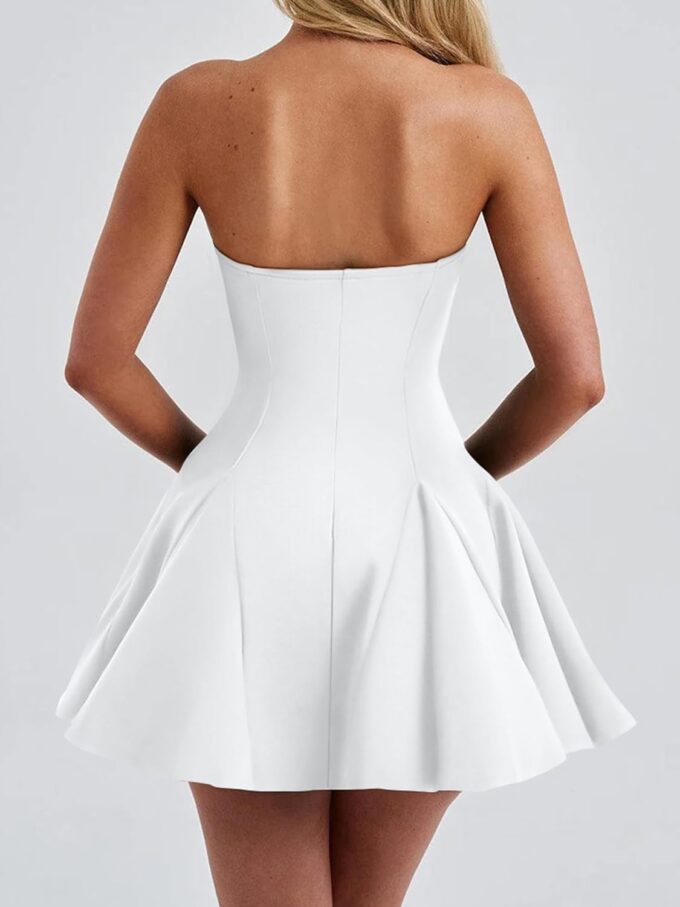 DAAWENXI Women's Sexy Summer Strapless Mini Dress Homecoming Off Shoulder Sleeveless Party Club Short Dresses – Bild 3
