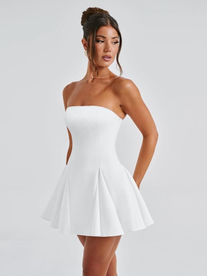 DAAWENXI Women's Sexy Summer Strapless Mini Dress Homecoming Off Shoulder Sleeveless Party Club Short Dresses – Bild 4