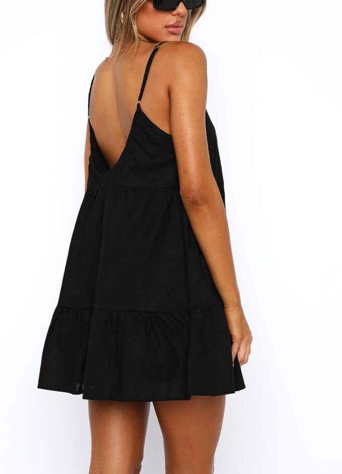 Babydoll Dress for Women Spaghetti Strap Swing Dresses Sleeveless Short Flowy Dress Summer Loose Sundress – Bild 2