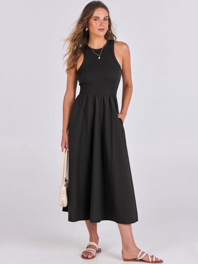 ANRABESS Womens 2025 Summer Casual Maxi Dress A line Tiered Flowy Short Sleeve Crewneck T Shirt Beach Travel Long Dresses – Bild 7