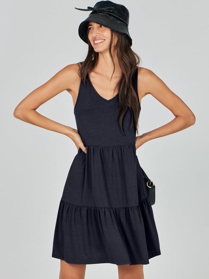 ANRABESS Womens Summer Casual Tank Dress Sleeveless V Neck T Shirt Sundress Flowy Tiered Swing Mini Beach Vacation Dresses – Bild 8