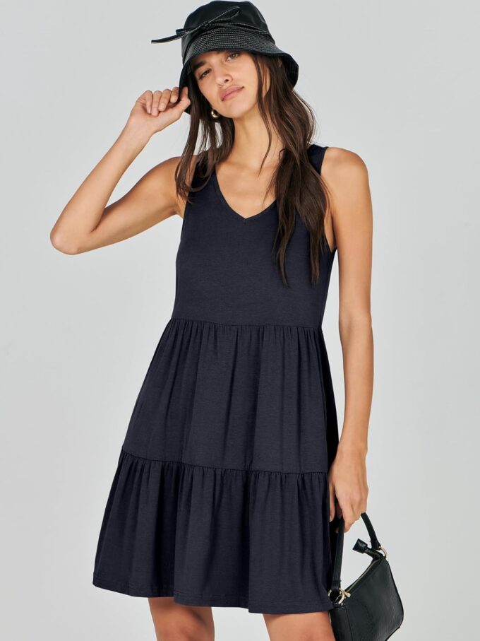 ANRABESS Womens Summer Casual Tank Dress Sleeveless V Neck T Shirt Sundress Flowy Tiered Swing Mini Beach Vacation Dresses – Bild 3