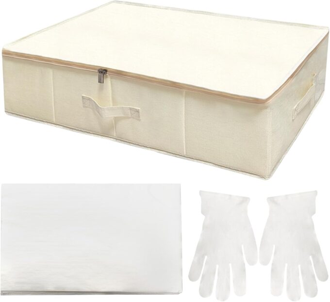 Hochzeitskleid Aufbewahrungsbox Hochzeitskleid Konservierungsbox Staubdichtes Hochzeit Keedsake Box mit Griffbox für unter Bettschrank mit 40 säurefreien Seidenpapieren 70x38x17cm