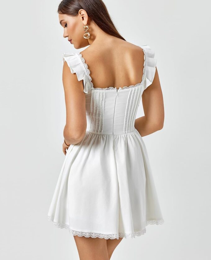 GLNEGE Women's Graduation Summer Mini Corset Dress Square Neck Short Ruffle Sleeve A Line Cute Trendy Party Dresses 2025 – Bild 4