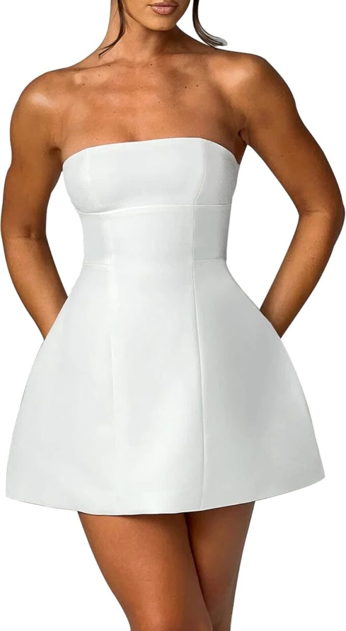 LuFeng Women's Sexy Strapless Backless Tube Top Bodycon Dress Sleeveless Cute A Line Mini Dresses – Bild 4