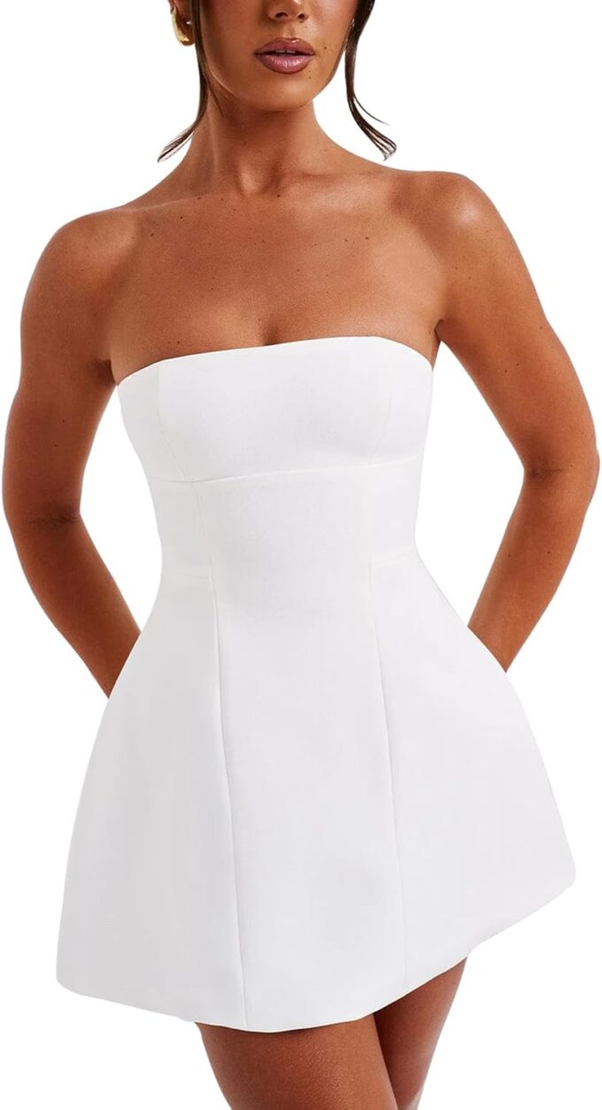 LuFeng Women's Sexy Strapless Backless Tube Top Bodycon Dress Sleeveless Cute A Line Mini Dresses – Bild 2