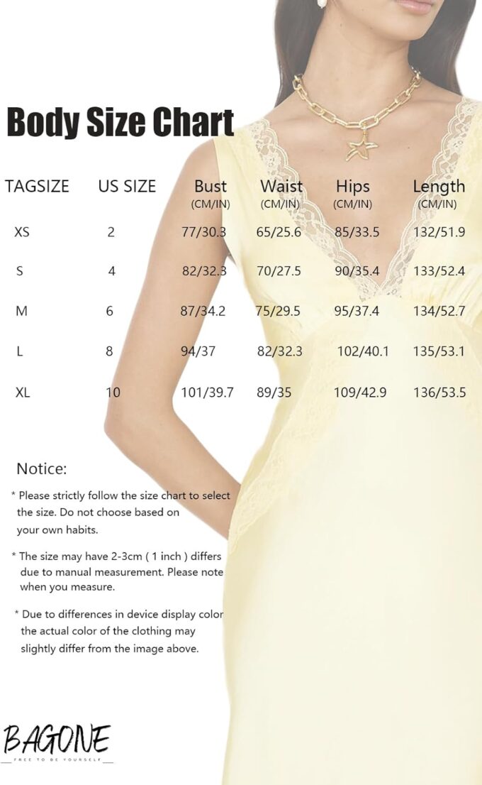 BAGONE Summer Satin Lace V Neck Backless Wedding Guest Maxi Dresses for Women Elegant Sleeveless Open Back Cocktail Dress – Bild 5