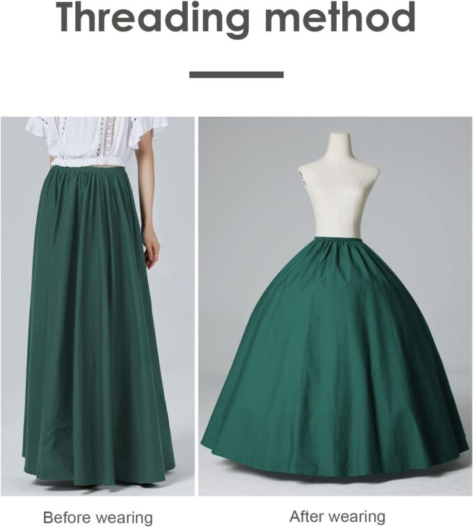 BEAUTELICATE Damen Reifrock Brautkleid Lang A-Linie Petticoat Rockabilly Barock Kleid Unterröcke Krinoline 4 Ringe mit Rüschen fur Hochzeit Karneval Halloween – Bild 4