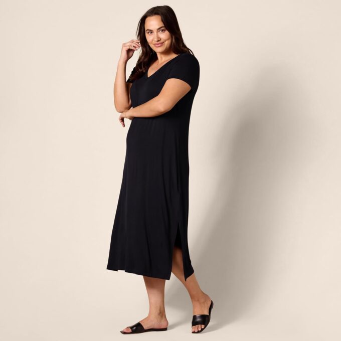 Amazon Essentials Women's Jersey V-Neck Short Sleeve Midi Length Dress – Bild 7