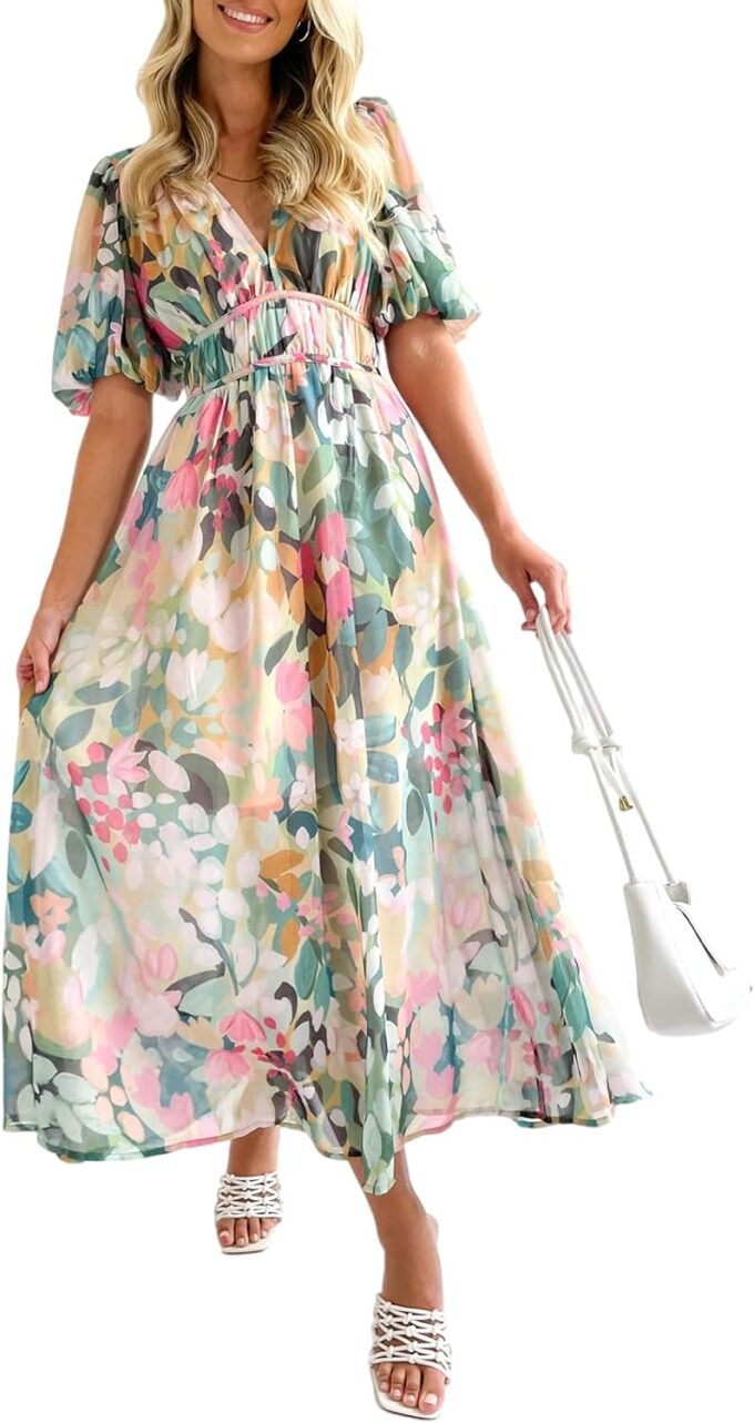 Women's Floral Maxi Dress Summer Fall Wedding Guest Dress