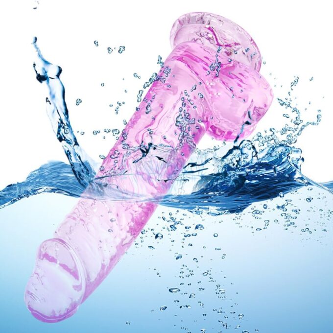 Rosa Saugnapf-Dildo, 21 cm, realistischer Dildo, kleines Anfänger-Sexspielzeug für Erwachsene für Frauen/Männer/Schwule, mit gebogenem Schaft und Hoden, geeignet für Vagina, G-Punkt und Anus – Bild 6