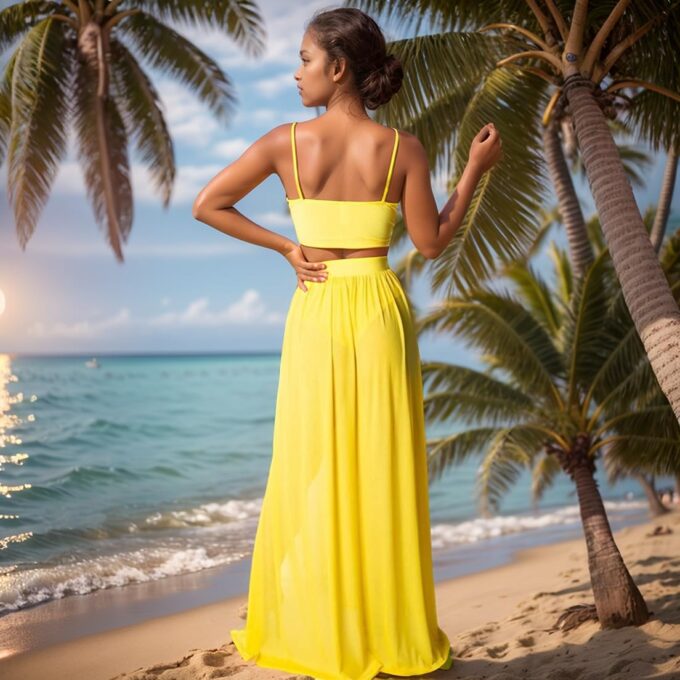 Women Sexy 2 Piece Outfits Dress Chiffon Strap Deep V Neck Bra Crop Top High Split Maxi Dresses Skirt Set – Bild 2