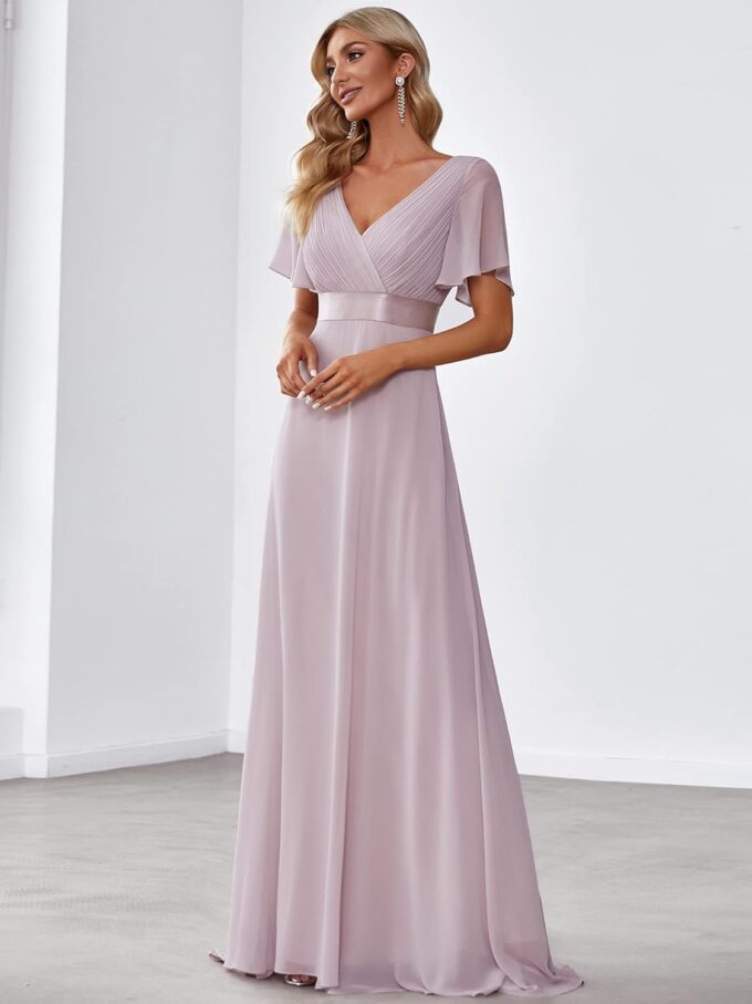 Ever-Pretty Damen Abendkleid Brautjungfer A-Linie Chiffon V Ausschnitt Bodenlang EP09890 – Bild 4