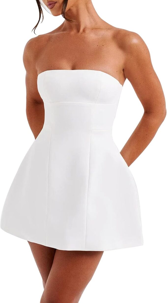 LuFeng Women's Sexy Strapless Backless Tube Top Bodycon Dress Sleeveless Cute A Line Mini Dresses – Bild 3