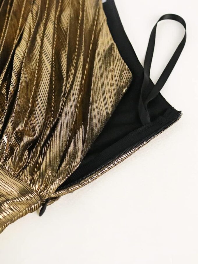 AOMEI Women's Luxury Metallic One Shoulder Sleeveless Elegant Pleated Long Dress – Bild 5