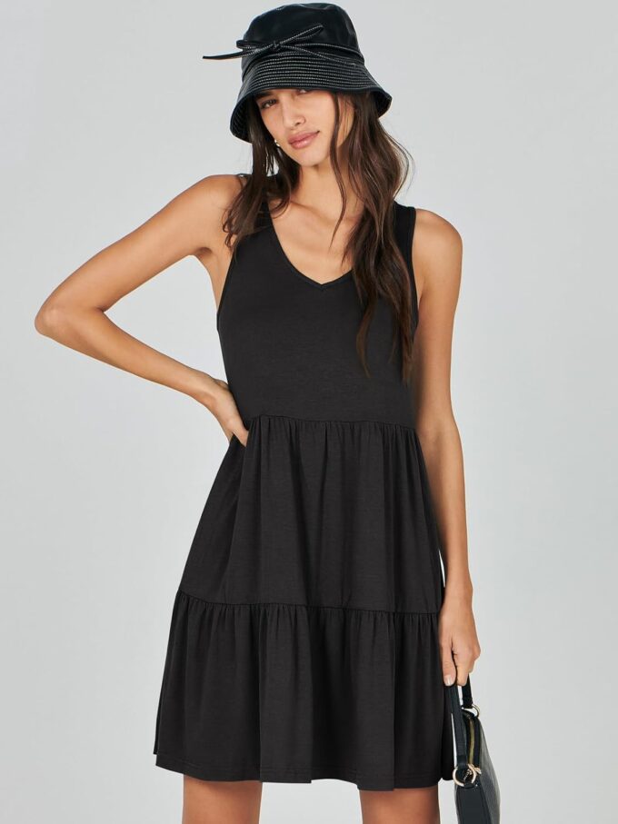 ANRABESS Womens Summer Casual Tank Dress Sleeveless V Neck T Shirt Sundress Flowy Tiered Swing Mini Beach Vacation Dresses – Bild 4