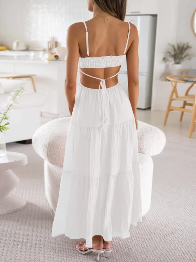 Fisoew Women's Spaghetti Strap Maxi Dress Summer Sleeveless Side Cut Out Dress Casual Boho Backless Flowy Long Dresses – Bild 3