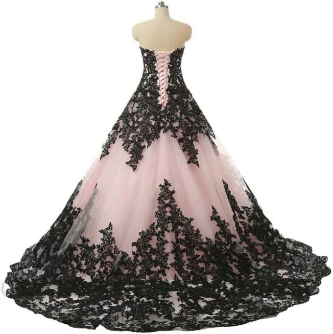 Vantexi Damen Elegante Lange Spitze Formellen Abendkleid Ballkleider Gotisch Brautkleider Hochzeitskleider – Bild 4