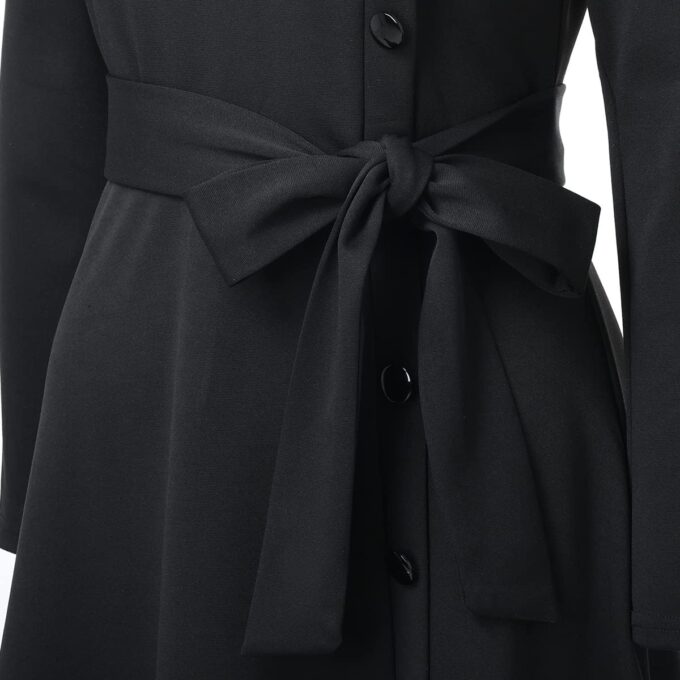 FAD-4U Kirche Klerus Kleid für Frauen Frühling/Herbst Langarm Reihen Knöpfe A Linie Kleid mit Tab Kragen und Gürtel – Bild 6