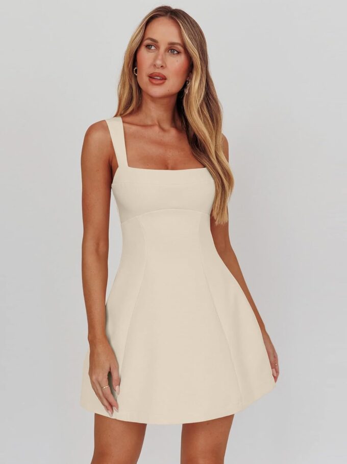 DAAWENXI Women's Casual Square Neck Sleeveless Tank Top Flare Mini Dress A Line Party Club Dresses – Bild 2