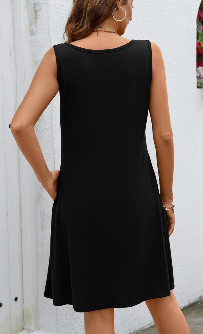 Ladlop Summer Dresses for Women 2025 Beach Loose Casual A Line Dress Sleeveless V-Neck Sundress with Pockets – Bild 6
